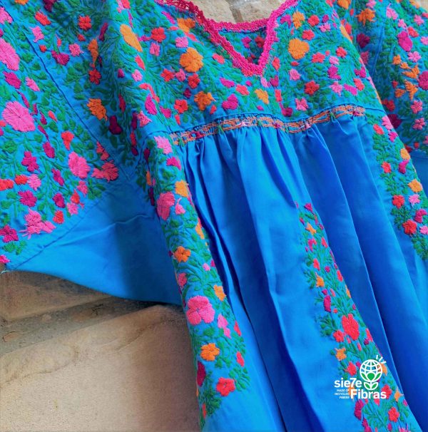 Mexican San Antonio Dress Royal Blue Multicolor
