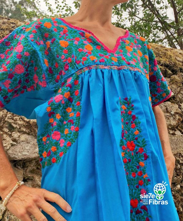 Vestido Mexicano San Antonio Azul Multicolor
