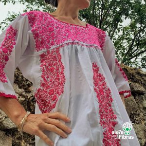 Vestido Mexicano San Antonio Blanco Rosa