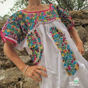 Mexican Dress San Antonio White Multicolor