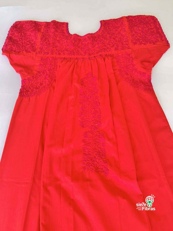 Mexican San Antonino Dress Red & Fucsia