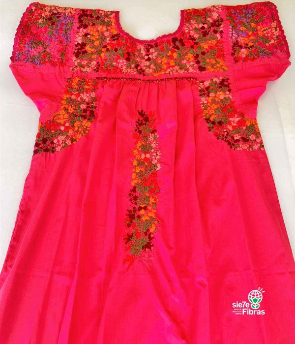 Vestido Mexicano San antonino Rosa Multicolor