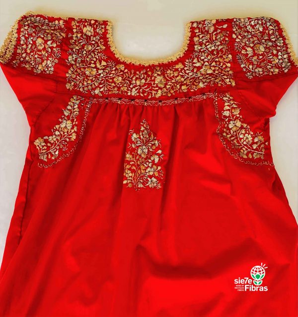 Vestido San Antonino Niña Rojo Dorado