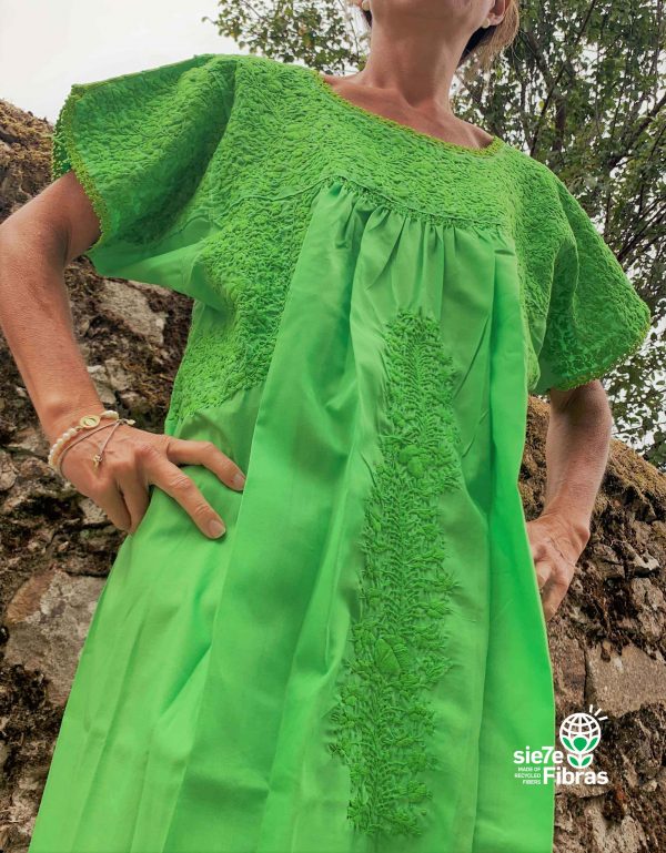 San antonino Mexican Dress Green Lime Green